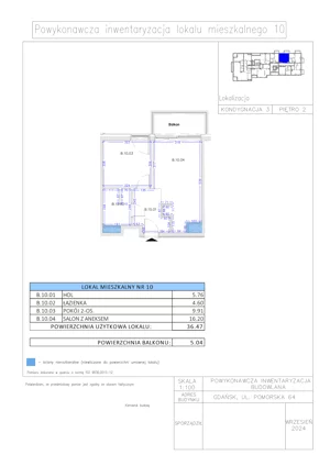 2 pokoje, apartament 36,47 m², piętro 2, oferta nr B.10, Gaja Park, Gdańsk, Żabianka-Wejhera-Jelitkowo-Tysiąclecia, Jelitkowo, ul. Pomorska 68, 66, 64