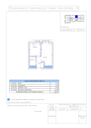 2 pokoje, apartament 30,07 m², piętro 4, oferta nr B.19, Gaja Park, Gdańsk, Żabianka-Wejhera-Jelitkowo-Tysiąclecia, Jelitkowo, ul. Pomorska 68, 66, 64
