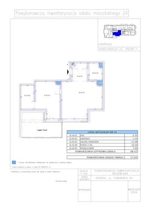 2 pokoje, apartament 68,52 m², piętro 1, oferta nr B.24, Gaja Park, Gdańsk, Żabianka-Wejhera-Jelitkowo-Tysiąclecia, Jelitkowo, ul. Pomorska 68, 66, 64