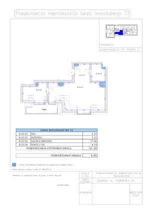 2 pokoje, apartament 47,10 m², piętro 4, oferta nr B.33, Gaja Park, Gdańsk, Żabianka-Wejhera-Jelitkowo-Tysiąclecia, Jelitkowo, ul. Pomorska 68, 66, 64