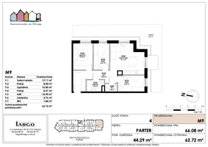 4 pokoje, mieszkanie 62,72 m², parter, oferta nr M9, Kamieniczki za Strugą, Rumia,  ul. Kosynierów
