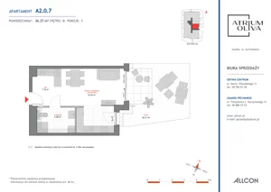 1 pokój, mieszkanie 36,27 m², parter, oferta nr A2.0.7, Atrium Oliva, Gdańsk, Oliwa, ul. Grottgera
