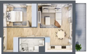 2 pokoje, mieszkanie 46,80 m², piętro 2, oferta nr A.2.3, Linea, Gdańsk, Jasień, Morena, ul. Kiedrowskiego
