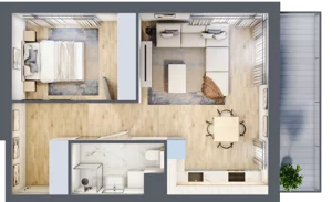 2 pokoje, mieszkanie 46,80 m², piętro 1, oferta nr A.1.3, Linea, Gdańsk, Jasień, Morena, ul. Kiedrowskiego