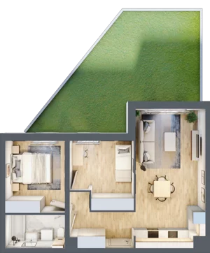 3 pokoje, mieszkanie 56,36 m², parter, oferta nr A.0.5, Linea, Gdańsk, Jasień, Morena, ul. Kiedrowskiego