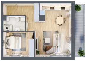 2 pokoje, mieszkanie 51,26 m², piętro 1, oferta nr B.1.12, Linea, Gdańsk, Jasień, Morena, ul. Kiedrowskiego