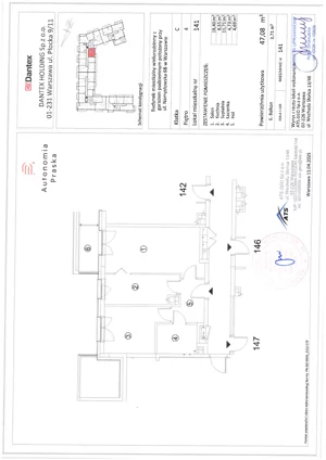 2 pokoje, mieszkanie 47,08 m², piętro 4, oferta nr 1/M141, Autonomia Praska, Warszawa, Praga Północ, ul. Namysłowska