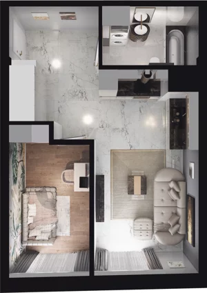 1 pokój, lokal inwestycyjny 46,43 m², piętro 1, oferta nr 1.1.003, Granaria, Gdańsk, Śródmieście, ul. Chmielna