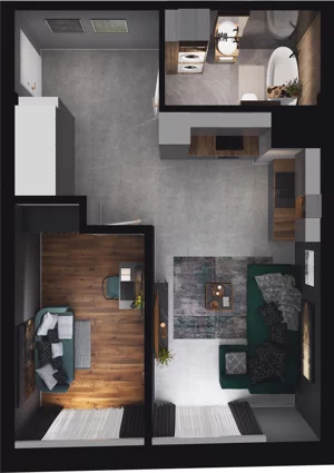 1 pokój, lokal inwestycyjny 46,43 m², piętro 1, oferta nr 1.1.003, Granaria, Gdańsk, Śródmieście, ul. Chmielna