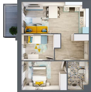 3 pokoje, mieszkanie 50,91 m², piętro 3, oferta nr 22.46, Osiedle Pastelowe, Gdańsk, Orunia Górna-Gdańsk Południe, Gdańsk-Południe, ul. Pastelowa