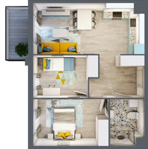 3 pokoje, mieszkanie 51,89 m², piętro 2, oferta nr 22.32, Osiedle Pastelowe, Gdańsk, Orunia Górna-Gdańsk Południe, Gdańsk-Południe, ul. Pastelowa