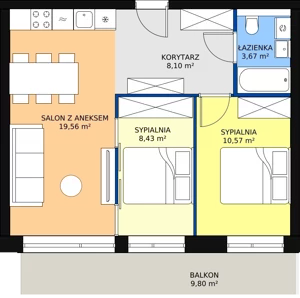 3 pokoje, mieszkanie 50,33 m², piętro 1, oferta nr A.1.06(A13), Sand Dunes, Dziwnów, ul. Adama Mickiewicza 47