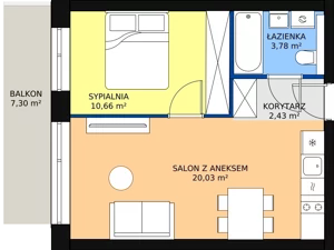 2 pokoje, mieszkanie 36,90 m², piętro 3, oferta nr A.3.03, Sand Dunes, Dziwnów, ul. Adama Mickiewicza 47