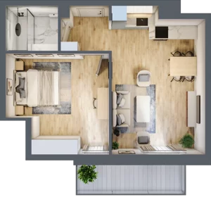 2 pokoje, mieszkanie 44,62 m², piętro 1, oferta nr OK-07, OKI DOKI, Szczecin, Śródmieście, Drzetowo-Grabowo, ul. Teofila Firlika / Nocznickiego