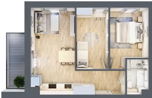 3 pokoje, mieszkanie 46,11 m², piętro 2, oferta nr OK-20, OKI DOKI, Szczecin, Śródmieście, Drzetowo-Grabowo, ul. Teofila Firlika / Nocznickiego