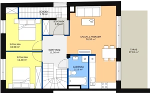 3 pokoje, mieszkanie 128,10 m², piętro 1, oferta nr A.1.1, POSITIVO Ołtaszyn, Wrocław, Ołtaszyn, ul. gen. Tadeusza Kutrzeby