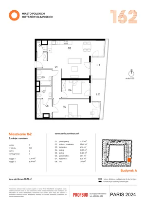 3 pokoje, mieszkanie 90,19 m², piętro 2, oferta nr 162, Miasto Polskich Mistrzów Olimpijskich II - Paryż, Mysiadło, ul. Olimpijska