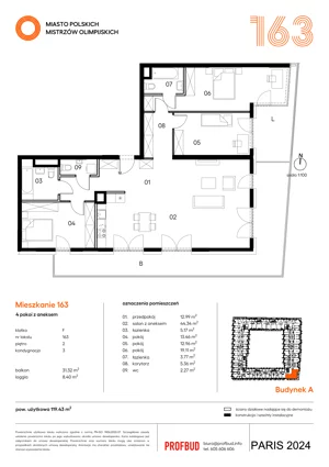 4 pokoje, mieszkanie 119,43 m², piętro 2, oferta nr 163, Miasto Polskich Mistrzów Olimpijskich II - Paryż, Mysiadło, ul. Olimpijska