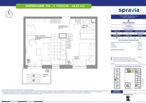 2 pokoje, mieszkanie 46,22 m², piętro 2, oferta nr B1/103, Architektów, Wrocław, Al. Architektów 22-30