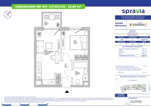2 pokoje, mieszkanie 32,87 m², piętro 7, oferta nr B1/107, Osiedle Bokserska 2, Warszawa, Ursynów, Wyczółki, ul. Bokserska 73A