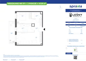 2 pokoje, mieszkanie 47,19 m², piętro 1, oferta nr 28A/117, Leśny Marcelin, Poznań, Grunwald, Junikowo, ul. Jeleniogórska