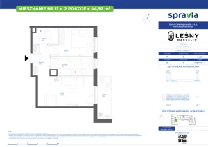 2 pokoje, mieszkanie 44,92 m², piętro 1, oferta nr 28/11, Leśny Marcelin, Poznań, Grunwald, Junikowo, ul. Jeleniogórska