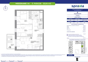 3 pokoje, mieszkanie 53,04 m², piętro 4, oferta nr B1/64, Architektów, Wrocław, Al. Architektów 22-30