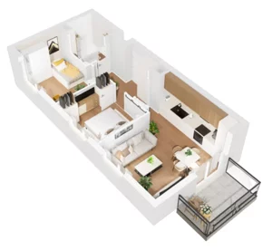 3 pokoje, mieszkanie 51,12 m², piętro 1, oferta nr B1/15, Osiedle Bokserska 2, Warszawa, Ursynów, Wyczółki, ul. Bokserska 73A