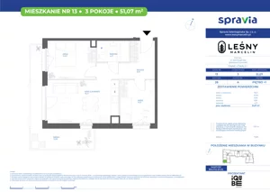 3 pokoje, mieszkanie 51,07 m², piętro 1, oferta nr 28/13, Leśny Marcelin, Poznań, Grunwald, Junikowo, ul. Jeleniogórska