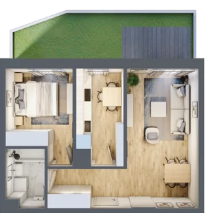 2 pokoje, mieszkanie 44,78 m², parter, oferta nr B1/11, Osiedle Bokserska 2, Warszawa, Ursynów, Wyczółki, ul. Bokserska 73A
