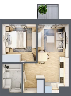 2 pokoje, mieszkanie 32,56 m², piętro 5, oferta nr B1/76, Osiedle Bokserska 2, Warszawa, Ursynów, Wyczółki, ul. Bokserska 73A