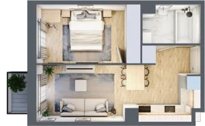 2 pokoje, mieszkanie 35,67 m², piętro 1, oferta nr 30A/20, Osiedle Dolina Prądnika, Kraków, Prądnik Biały, ul. Glogera 30 i 30 A
