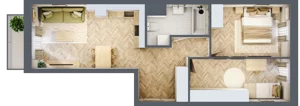 3 pokoje, apartament 54,97 m², piętro 1, oferta nr 24/39, Ogrody Nałkowskiej, Poznań, Ogrody, ul. Nałkowskiej 24, 26