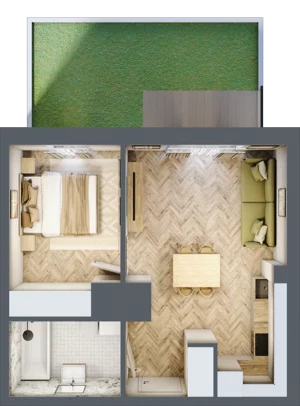2 pokoje, apartament 36,83 m², parter, oferta nr 24/32, Ogrody Nałkowskiej, Poznań, Ogrody, ul. Nałkowskiej 24, 26