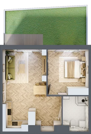 2 pokoje, apartament 51,42 m², parter, oferta nr 26/61, Ogrody Nałkowskiej, Poznań, Ogrody, ul. Nałkowskiej 24, 26