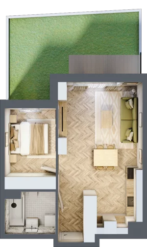 2 pokoje, apartament 42,58 m², parter, oferta nr 26/62, Ogrody Nałkowskiej, Poznań, Ogrody, ul. Nałkowskiej 24, 26