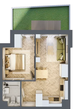 2 pokoje, apartament 36,07 m², piętro 1, oferta nr 24/41, Ogrody Nałkowskiej, Poznań, Ogrody, ul. Nałkowskiej 24, 26
