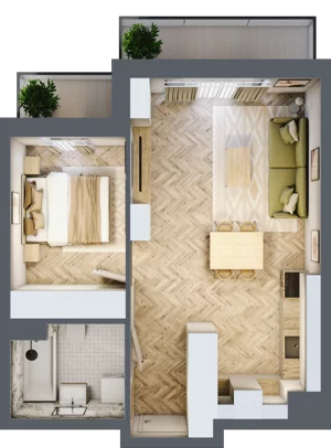 2 pokoje, mieszkanie 42,58 m², piętro 2, oferta nr 26/68, Ogrody Nałkowskiej, Poznań, Ogrody, ul. Nałkowskiej 24, 26