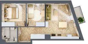 3 pokoje, mieszkanie 48,73 m², piętro 1, oferta nr 26/90, Ogrody Nałkowskiej, Poznań, Ogrody, ul. Nałkowskiej 24, 26
