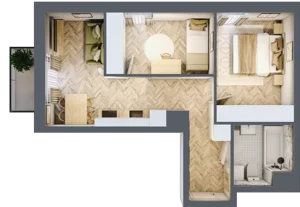 3 pokoje, apartament 43,70 m², piętro 1, oferta nr 26/7, Ogrody Nałkowskiej, Poznań, Ogrody, ul. Nałkowskiej 24, 26