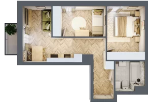 3 pokoje, mieszkanie 43,78 m², piętro 2, oferta nr 26/13, Ogrody Nałkowskiej, Poznań, Ogrody, ul. Nałkowskiej 24, 26