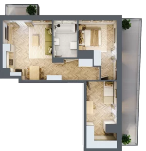 3 pokoje, mieszkanie 53,22 m², piętro 6, oferta nr 26/39, Ogrody Nałkowskiej, Poznań, Ogrody, ul. Nałkowskiej 24, 26