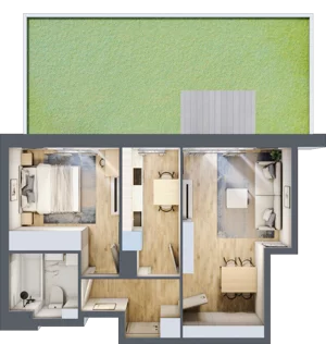 2 pokoje, mieszkanie 45,15 m², parter, oferta nr 1/3, Osiedle Motiff, Warszawa, Ursus, Skorosze, ul. Tomcia Palucha 33