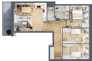 4 pokoje, mieszkanie 65,90 m², piętro 1, oferta nr 1/32, Osiedle Motiff, Warszawa, Ursus, Skorosze, ul. Tomcia Palucha 33