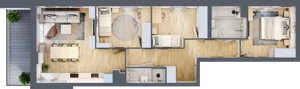 4 pokoje, mieszkanie 73,90 m², piętro 1, oferta nr 1/8, Osiedle Motiff, Warszawa, Ursus, Skorosze, ul. Tomcia Palucha 33