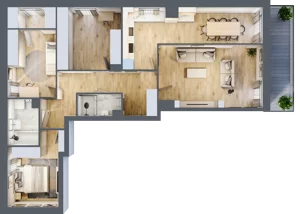 3 pokoje, mieszkanie 96,68 m², piętro 3, oferta nr 1/36, Osiedle Motiff, Warszawa, Ursus, Skorosze, ul. Tomcia Palucha 33