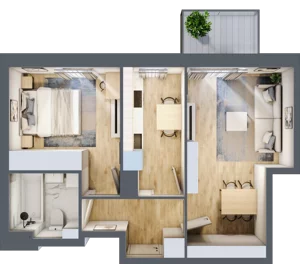 2 pokoje, mieszkanie 45,13 m², piętro 3, oferta nr 1/14, Osiedle Motiff, Warszawa, Ursus, Skorosze, ul. Tomcia Palucha 33