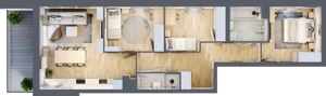 4 pokoje, mieszkanie 73,86 m², piętro 2, oferta nr 1/12, Osiedle Motiff, Warszawa, Ursus, Skorosze, ul. Tomcia Palucha 33