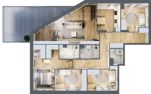 5 pokoi, mieszkanie 124,72 m², piętro 5, oferta nr 1/23, Osiedle Motiff, Warszawa, Ursus, Skorosze, ul. Tomcia Palucha 33