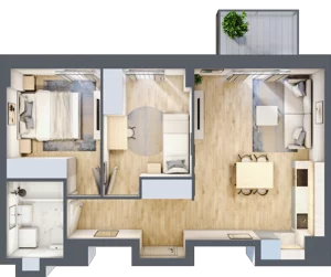 3 pokoje, mieszkanie 50,17 m², piętro 1, oferta nr 1/31, Osiedle Motiff, Warszawa, Ursus, Skorosze, ul. Tomcia Palucha 33